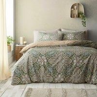 Pineapple Elephant Alba Geo Reversible Single Duvet Cover Set with Pillowcase Green