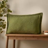 Pineapple Elephant Jaipur Chunky Waffle Cotton 30x50cm Cushion Olive Green