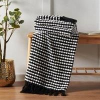 Catherine Lansfield Stab Stitch 125x150 cm Blanket Throw Black