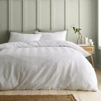 Catherine Lansfield Heatset Wave Single Duvet Cover Set with Pillowcase White