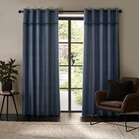 Catherine Lansfield Melville 46x72 Inch Lined Eyelet Curtains Two Panels Blue