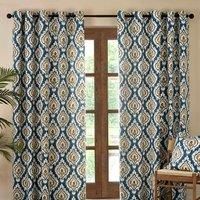 Pineapple Elephant Suri Geo 46x72 Inch Lined Eyelet Curtains Two Panels Teal Green