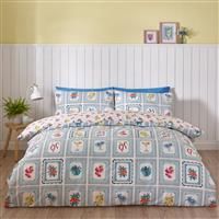 Catherine Lansfield Riviera Tiles Reversible Single Duvet Cover Set with Pillowcase Blue