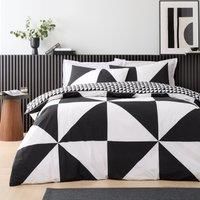 Style Sisters Bold Geo Pure Cotton Duvet Cover Bedding Set Black White
