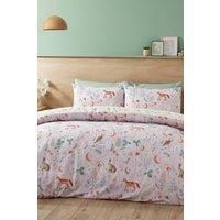 Catherine Lansfield Enchanted Twilight Animals Reversible Single Duvet Cover Set with Pillowcase Lilac