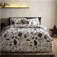 Catherine Lansfield Enchanted Witchcraft Reversible Single Duvet Cover Set with Pillowcase Black/Natural