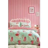 Catherine Lansfield Santa/'s Howdy Christmas Reversible Single Duvet Cover Set with Pillowcase Green