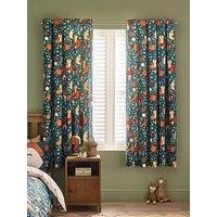 Catherine Lansfield Fox and Woodland Friends Fully Reversible 66x72 Inch Eyelet Curtains Two Panels Green