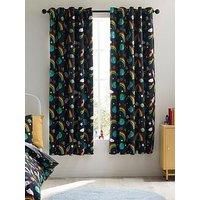 Catherine Lansfield Rainbow Rockets Fully Reversible 66x72 Inch Eyelet Curtains Two Panels Black