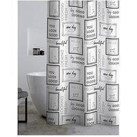 Catherine Lansfield Relax and Unwind 180x180cm Shower Curtain Grey/Black