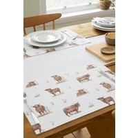 Catherine Lansfield Angus Highland Cow Cotton 30x46cm Dining Placemat 4 Pack Natural