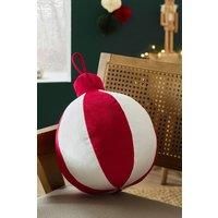 Catherine Lansfield Christmas Bauble 3D Shaped Cushion White/Red