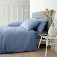 Catherine Lansfield Brushed Cotton Check Single Duvet Cover Set with Pillowcase Blue