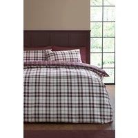 Catherine Lansfield Kelso Check Reversible Single Duvet Cover Set with Pillowcase Plum