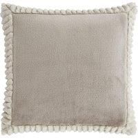 Catherine Lansfield Velvet And Faux Fur Filled Cushion 55x55cm Natural