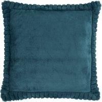 Catherine Lansfield Velvet and Faux Fur 55x55cm Cushion Teal Green