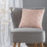 Catherine Lansfield Cosy Diamond Faux Fur 43x43cm Cushion Blush Pink