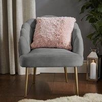 Catherine Lansfield Cuddly Deep Pile Faux Fur 45x45cm Cushion Blush Pink
