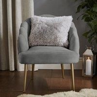 Catherine Lansfield Cuddly Deep Pile Faux Fur 45x45cm Cushion Silver Grey