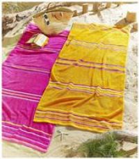 Catherine Lansfield Rainbow Cotton 75x150cm Beach Towel Pair Pink/Orange