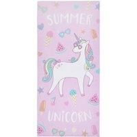 Catherine Lansfield Summer Unicorn Cotton 76x160cm Beach Towel Pink