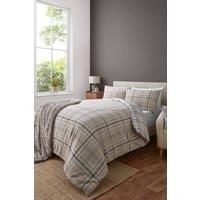 Catherine Lansfield Kelso Check Reversible Single Duvet Cover Set with Pillowcase Natural