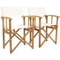 Charles Bentley Cream Wooden 2 Folding Directors Chairs