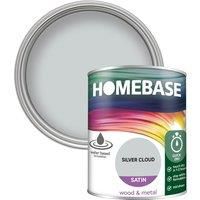 Homebase Interior Quick Dry Satin Paint - Silver Cloud 750ml