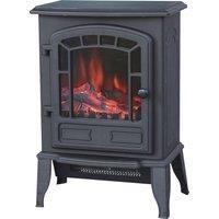 Stylec Freestanding Electric Stove with Realistic Flame Effect - Black