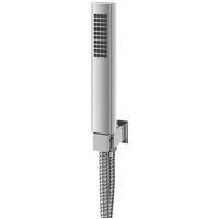Aqualona Square Shower Handset, with Hose, Wall Outlet and Holder - Chrome Finish