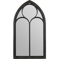 MirrorOutlet Black Somerley Chapel Arch Extra Large Metal Garden Mirror - 150x81cm