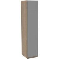 House Beautiful Escape Single Wardrobe, Oak Effect Carcass - Gloss Grey Handleless Door (W) 450mm x (H) 2196mm