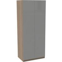 House Beautiful Honest Double Wardrobe, Oak Effect Carcass - Gloss Grey Slab Door (W) 900mm x (H) 2196mm