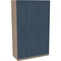 House Beautiful Realm Triple Wardrobe, Oak Effect Carcass - Navy Blue Shaker Doors (W) 1350mm x (H) 2196mm