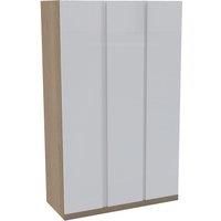 House Beautiful Escape Triple Wardrobe, Oak Effect Carcass - Gloss White Handleless Door (W) 1350mm x (H) 2196mm