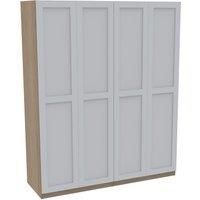 House Beautiful Realm Quad Wardrobe, Oak Carcass - White Shaker Doors (W) 1800mm x (H) 2196mm