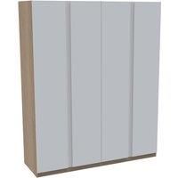 House Beautiful Escape Quad Wardrobe, Oak Effect Carcass - Gloss White Handleless Doors (W) 1800mm x (H) 2196mm