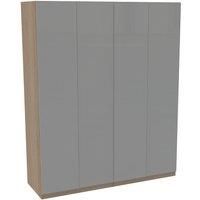 House Beautiful Honest Quad Wardrobe, Oak Effect Carcass - Gloss Grey Slab Doors (W) 1800mm x (H) 2196mm