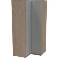 House Beautiful Escape Corner Wardrobe, Oak Effect Carcass - Gloss Grey Handleless Doors (W) 1053mm x (H) 2196mm