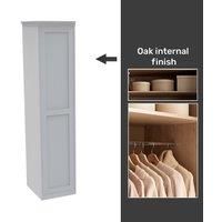 House Beautiful Realm Fitted Look Single Wardrobe, Oak Effect Carcass - White Shaker Door (W) 551mm x (H) 2196mm