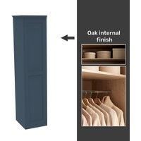 House Beautiful Realm Fitted Look Single Wardrobe, Oak Effect Carcass - Navy Shaker Door (W) 551mm x (H) 2196mm