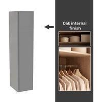 House Beautiful Escape Fitted Look Single Wardrobe, Oak Effect Carcass - Gloss Grey Handleless Door (W) 490mm x (H) 2226mm