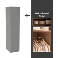 House Beautiful Honest Fitted Look Single Wardrobe, Oak Effect Carcass - Gloss Grey Slab Door (W) 450mm x (H) 2196mm