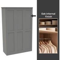 House Beautiful Realm Fitted Look Triple Wardrobe, Oak Effect Carcass - Grey Shaker Doors (W) 1451mm x (H) 2256mm