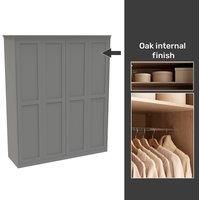 House Beautiful Realm Fitted Look Quad Wardrobe, Oak Effect Carcass - Grey Shaker Doors (W) 1901mm x (H) 2196mm