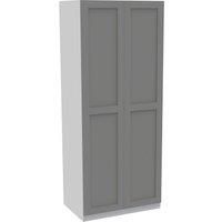 House Beautiful Realm Double Wardrobe, White Carcass - Grey Shaker Doors (W) 900mm x (H) 2196mm