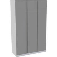 House Beautiful Escape Triple Wardrobe, White Carcass - Gloss Grey Handleless Doors (W) 1350mm x (H) 2196mm