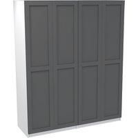 House Beautiful Realm Quad Wardrobe, White Carcass - Carbon Grey Shaker Doors (W) 1800mm x (H) 2196mm