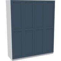 House Beautiful Realm Quad Wardrobe, White Carcass - Navy Blue Shaker Doors (W) 1800mm x (H) 2196mm