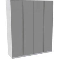 House Beautiful Escape Quad Wardrobe, White Carcass - Gloss Grey Handleless Doors (W) 1800mm x (H) 2196mm